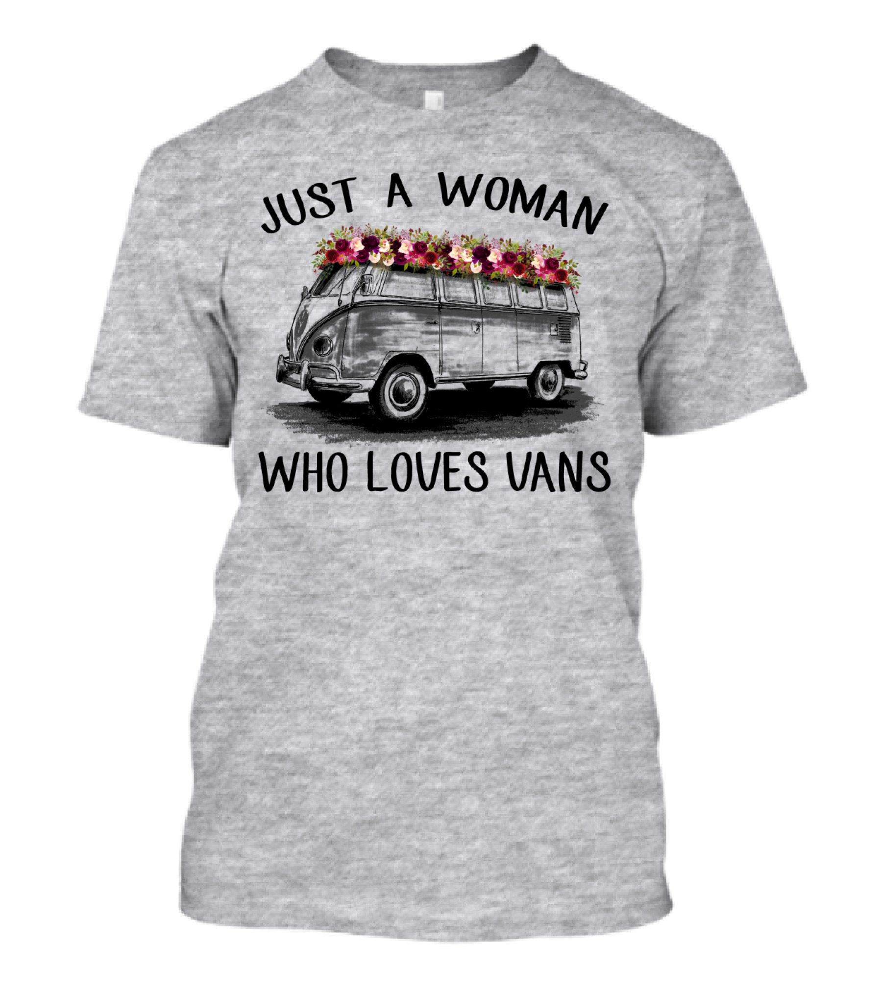 Just A Woman Who Loves Vans Vintage Style With Floral Accents T-Shirt