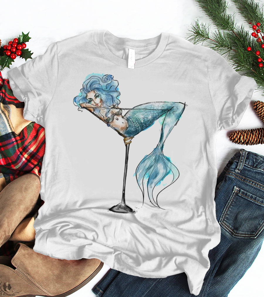 MERMAID RELAXING IN COCKTAIL GLASS T-Shirt