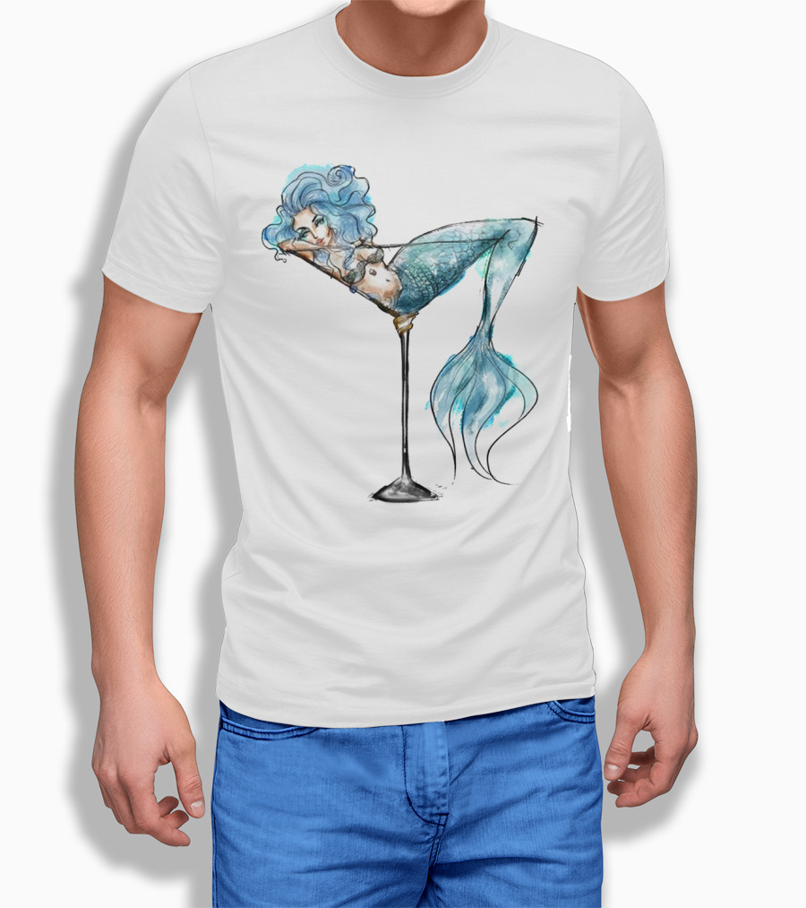 MERMAID RELAXING IN COCKTAIL GLASS T-Shirt