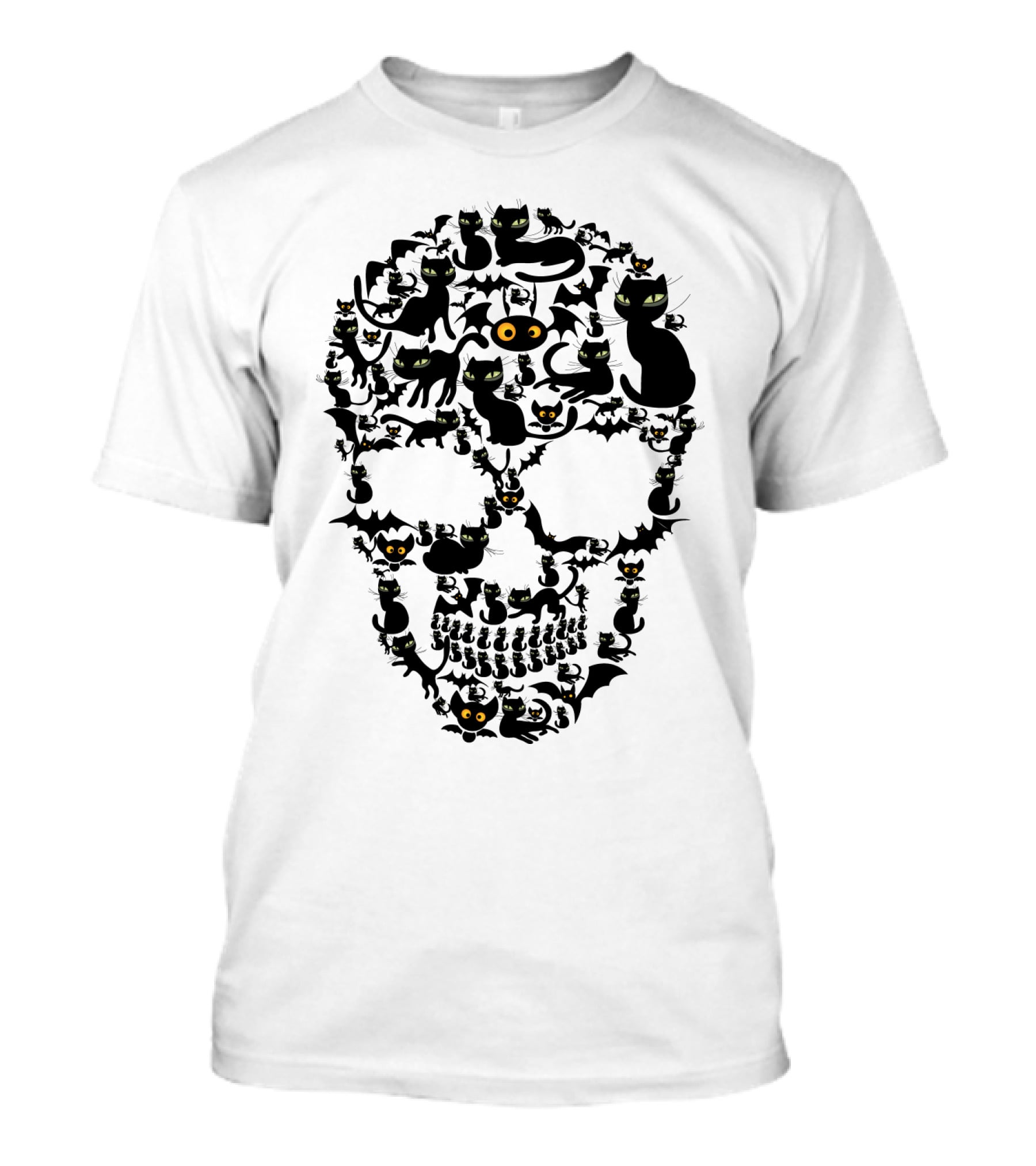 Skull Cats Black Cats And Bats Pattern SK01 T-Shirt