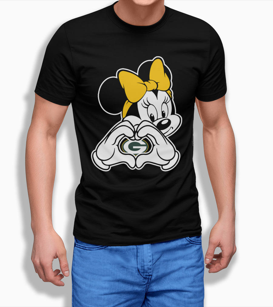 Minnie Mouse Heart Hands Green Bay Packers T-Shirt