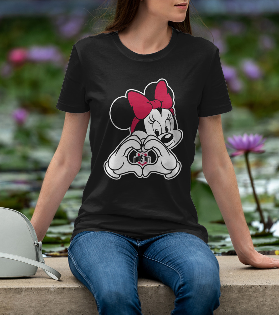 Ohio State Buckeyes Minnie Heart Hands T-Shirt