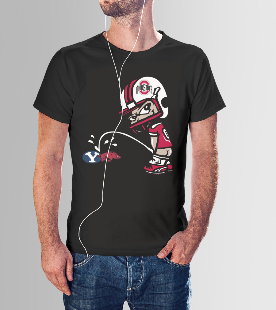 Ohio State Buckeyes College Football Rivalry Cartoon Helmet T-Shirt