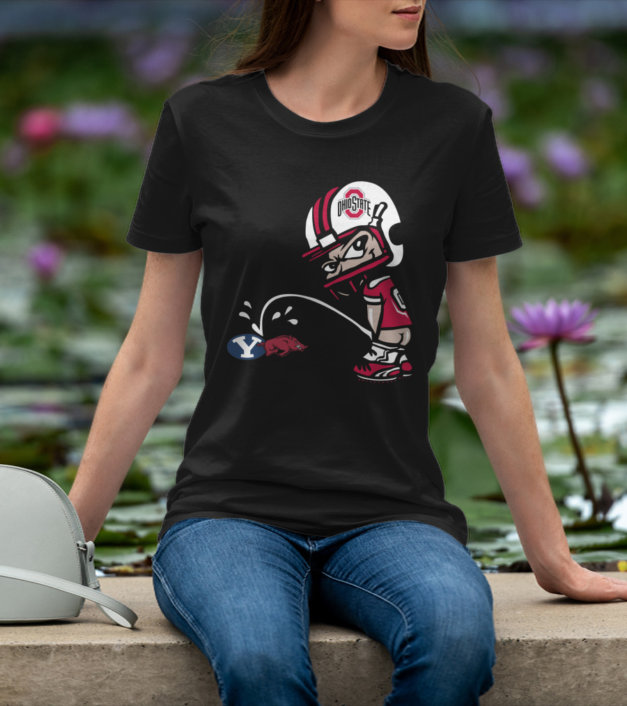 Ohio State Buckeyes College Football Rivalry Cartoon Helmet T-Shirt