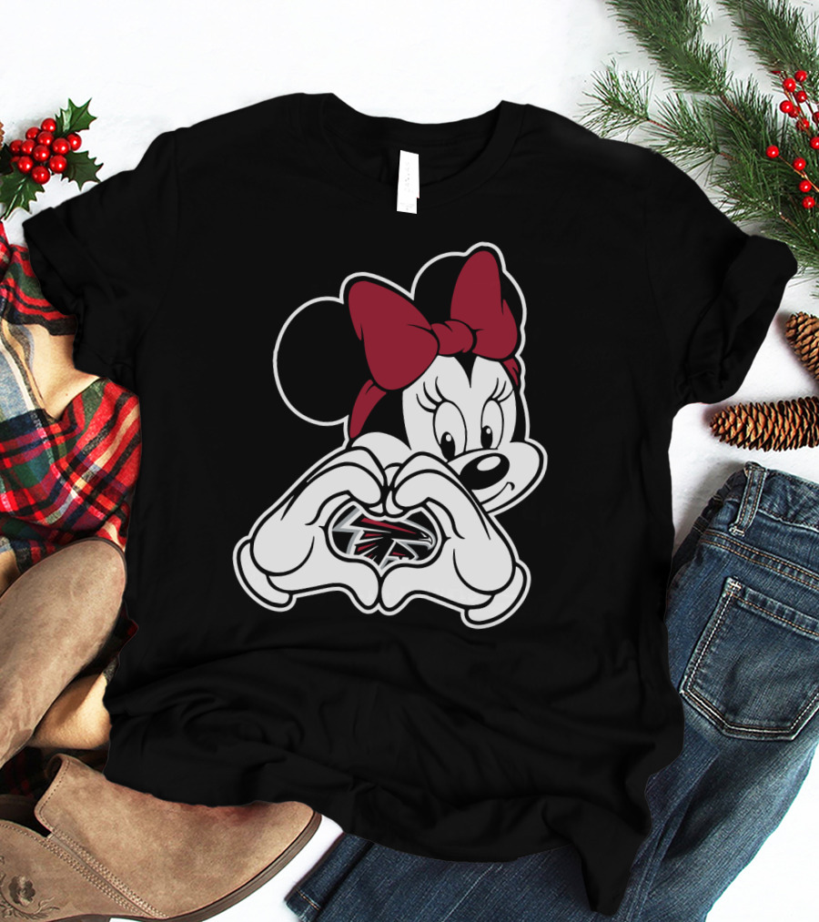 Minnie Mouse Atlanta Falcons Heart Hands T-Shirt