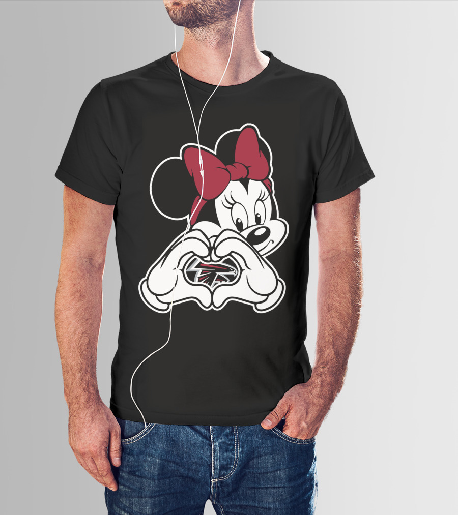 Minnie Mouse Atlanta Falcons Heart Hands T-Shirt