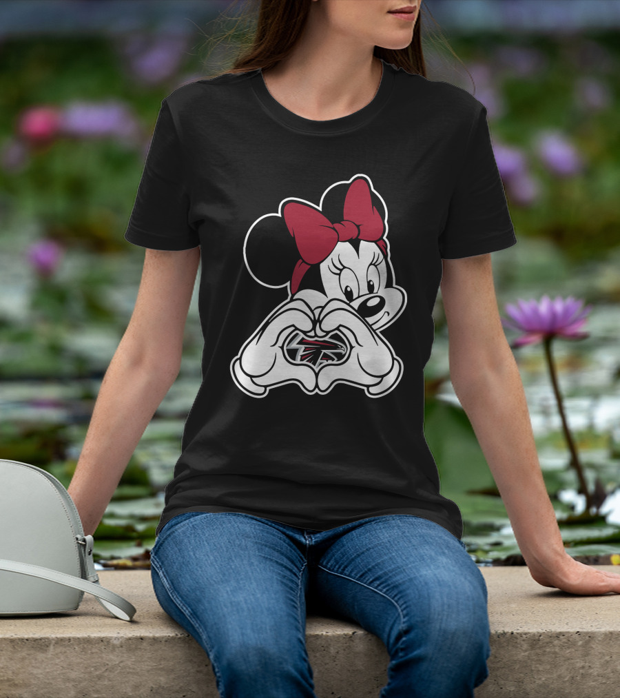 Minnie Mouse Atlanta Falcons Heart Hands T-Shirt