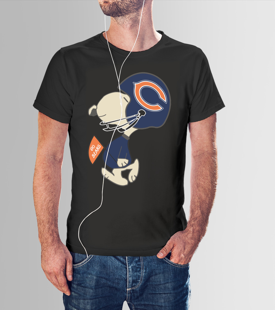Chicago Bears Go Bears Peanuts Snoopy Football Helmet T-Shirt