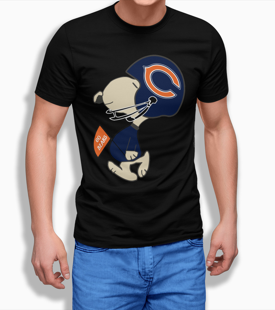 Chicago Bears Go Bears Peanuts Snoopy Football Helmet T-Shirt