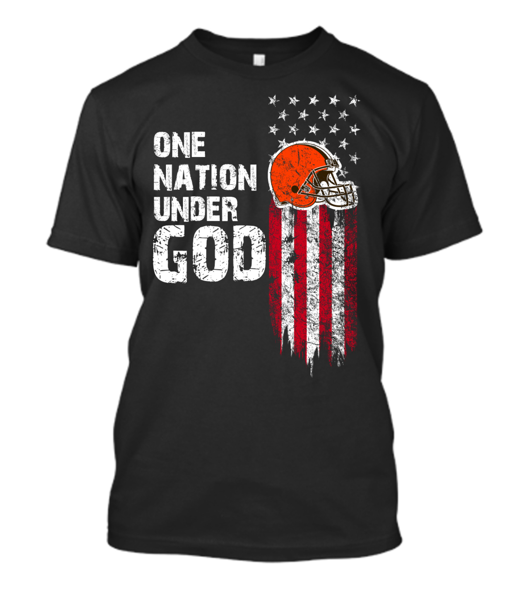 Cleveland Browns One Nation Under God Flag Helmet Stars Stripes T-Shirt