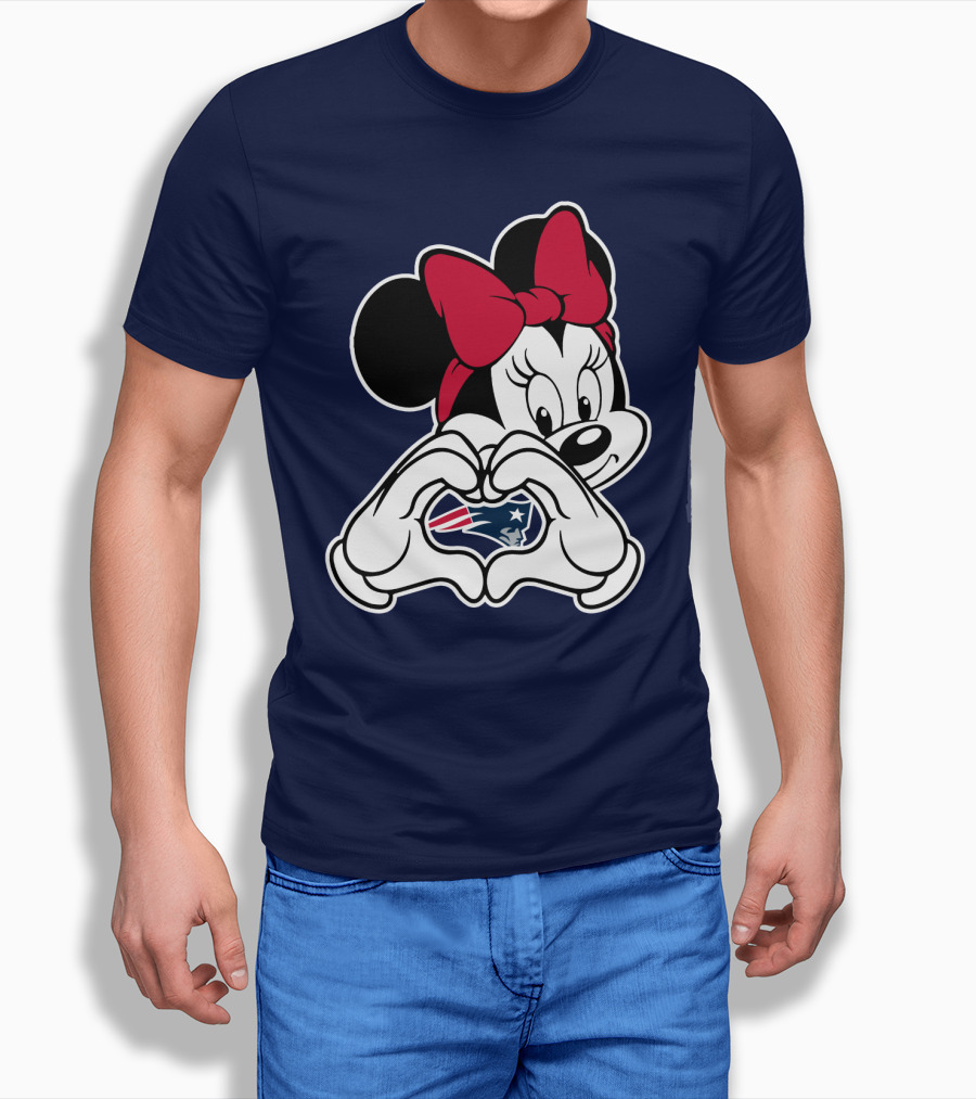 New England Patriots Minnie Mouse Heart Hands T-Shirt