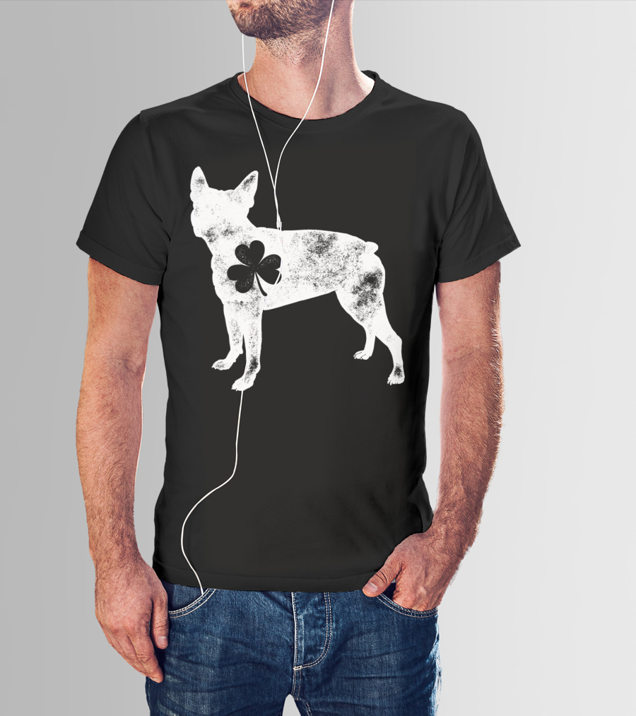 Boston Terrier Dog Shamrock St Patricks Day Men T-Shirt