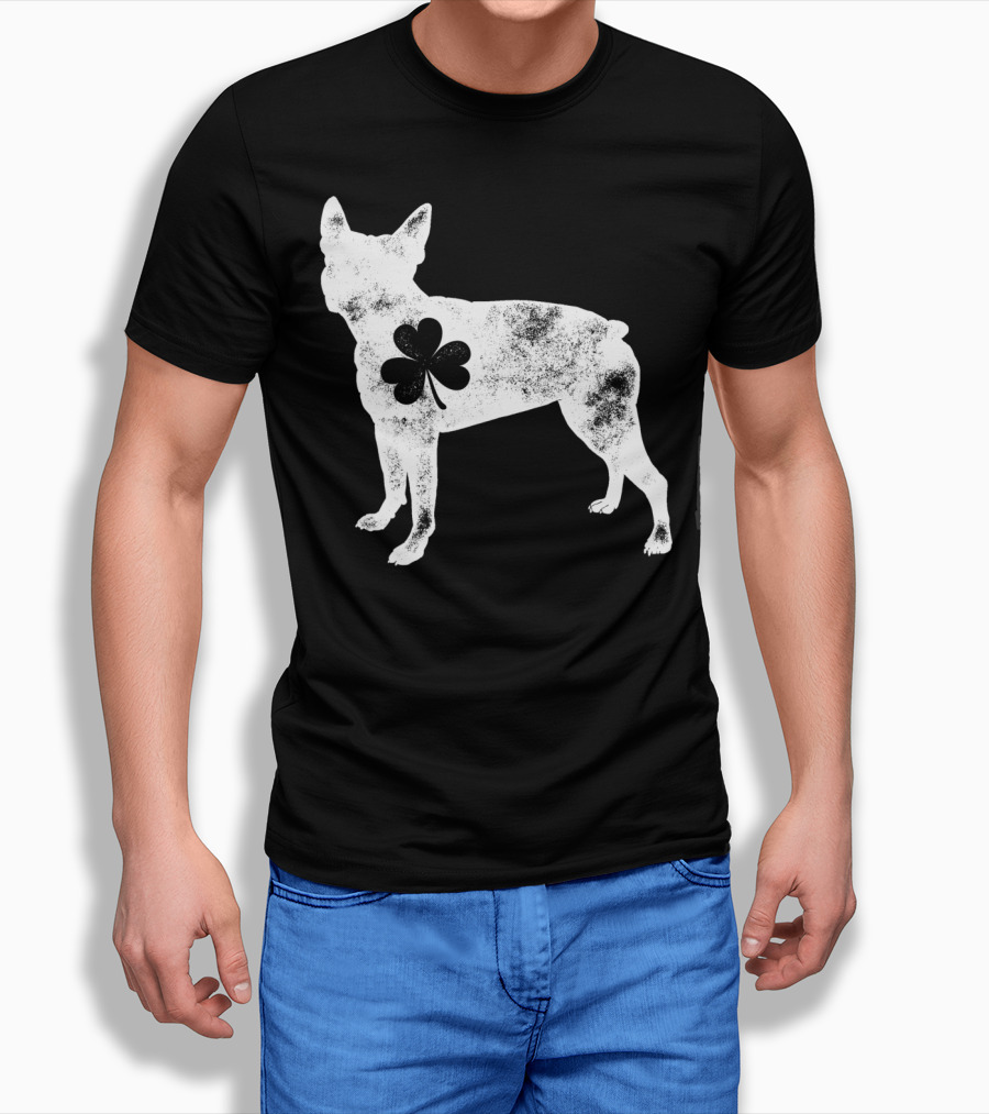 Boston Terrier Dog Shamrock St Patricks Day Men T-Shirt