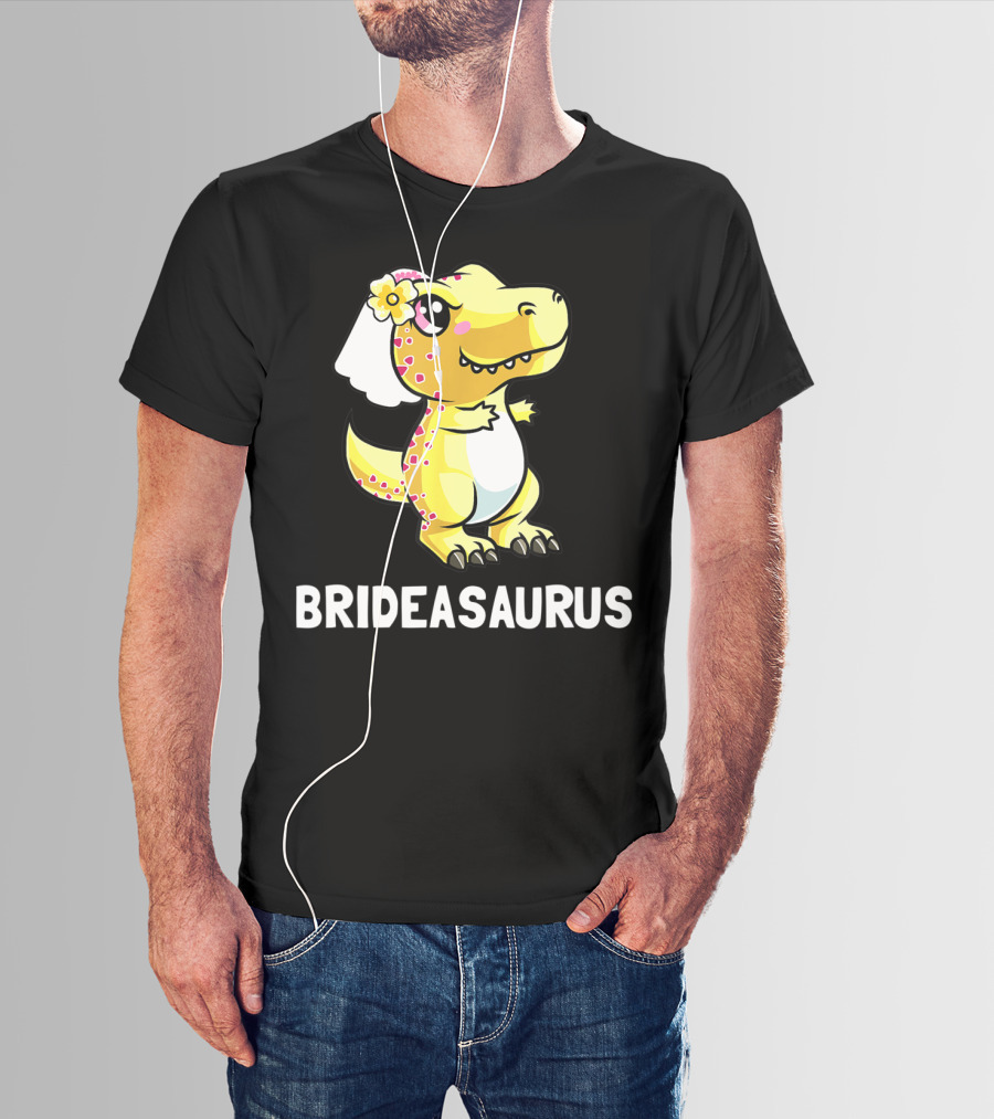Bridesaurus Dinosaur Wedding Bride In Veil T-Shirt
