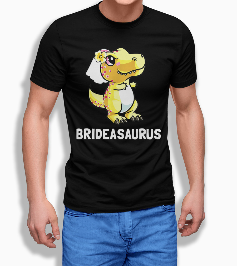 Bridesaurus Dinosaur Wedding Bride In Veil T-Shirt