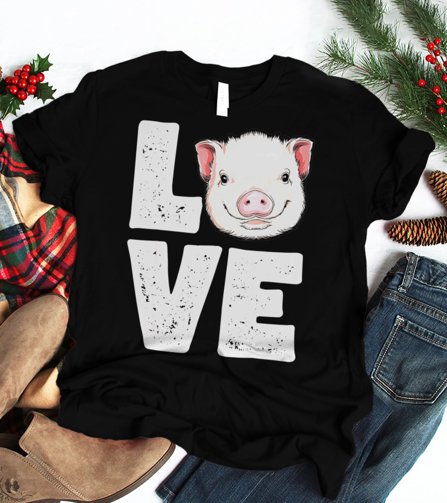 Love Pig Lovers Farming Farmer Girls T-Shirt