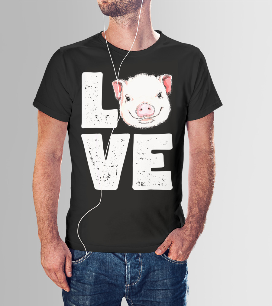 Love Pig Lovers Farming Farmer Girls T-Shirt