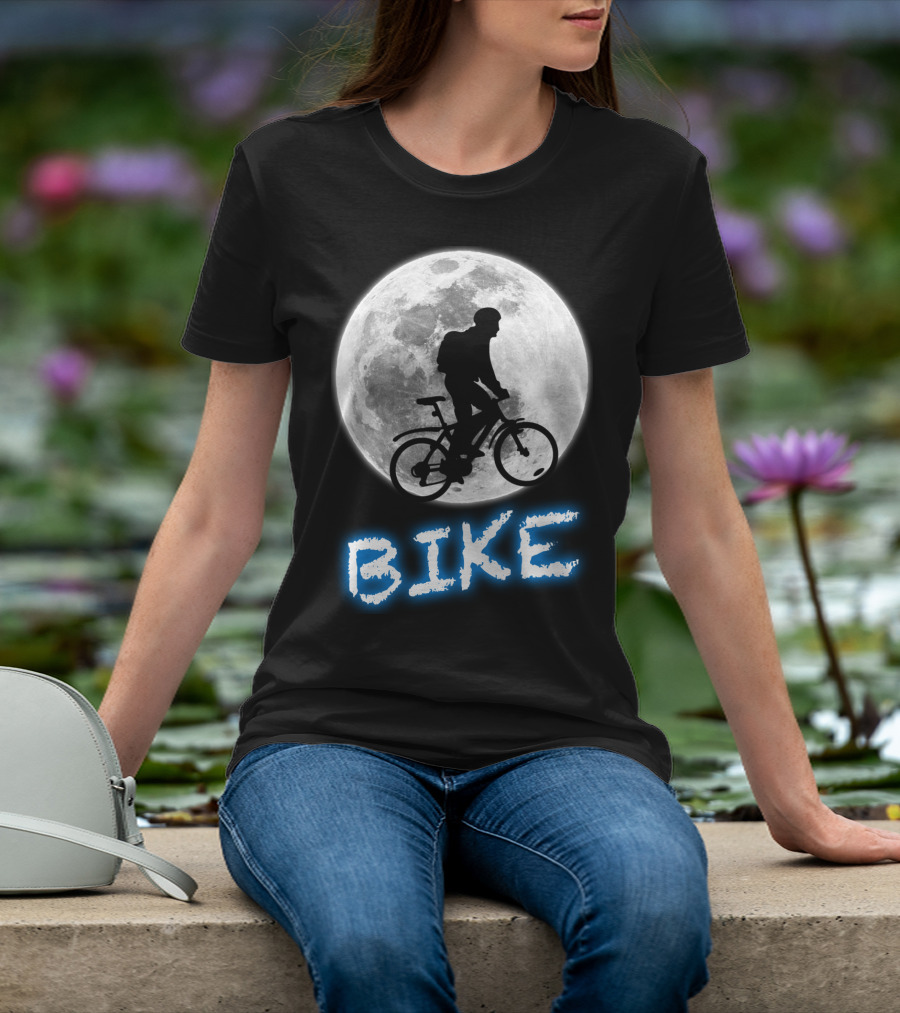 BIKE Silhouette Blue Moon Cycling Adventure T-Shirt