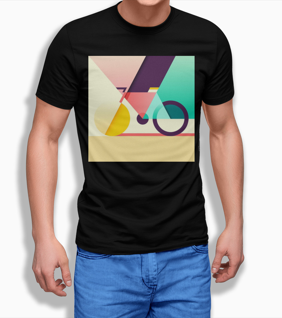 Colourful Geometric Bicycle Abstraction T-Shirt