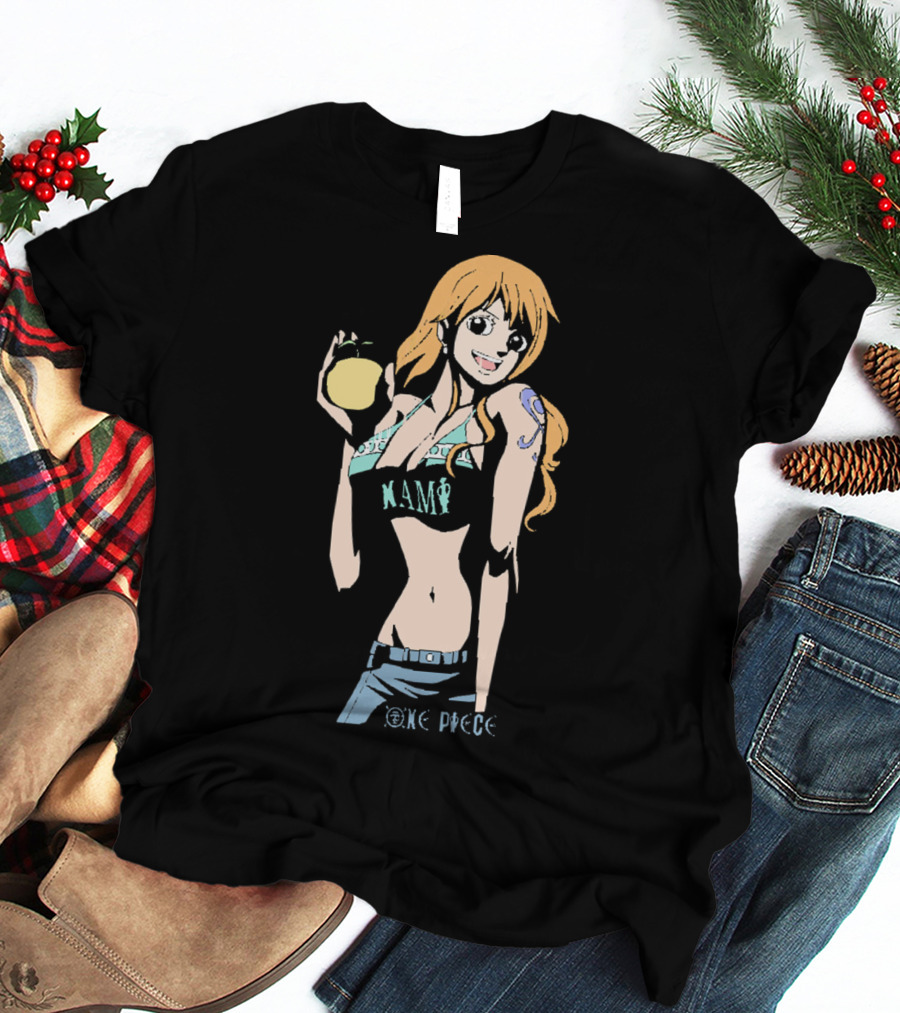 One Piece Nami Holding Fruit Anime Character T-Shirt