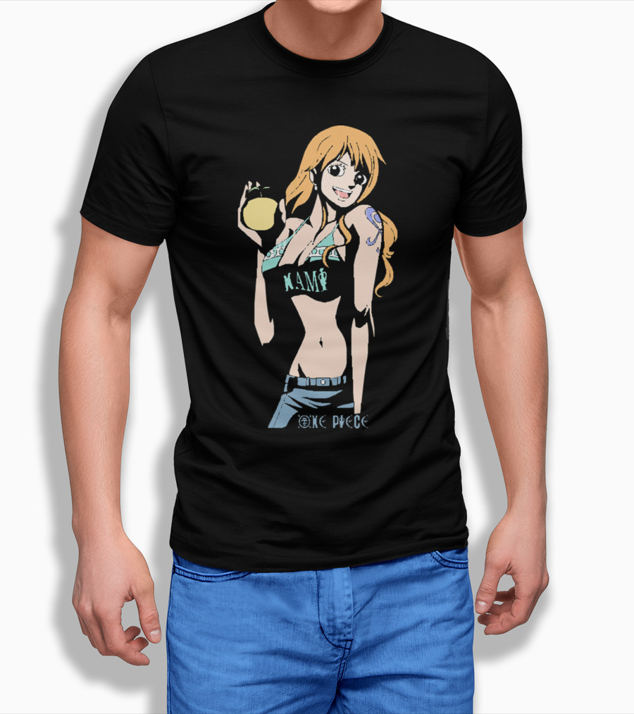 One Piece Nami Holding Fruit Anime Character T-Shirt