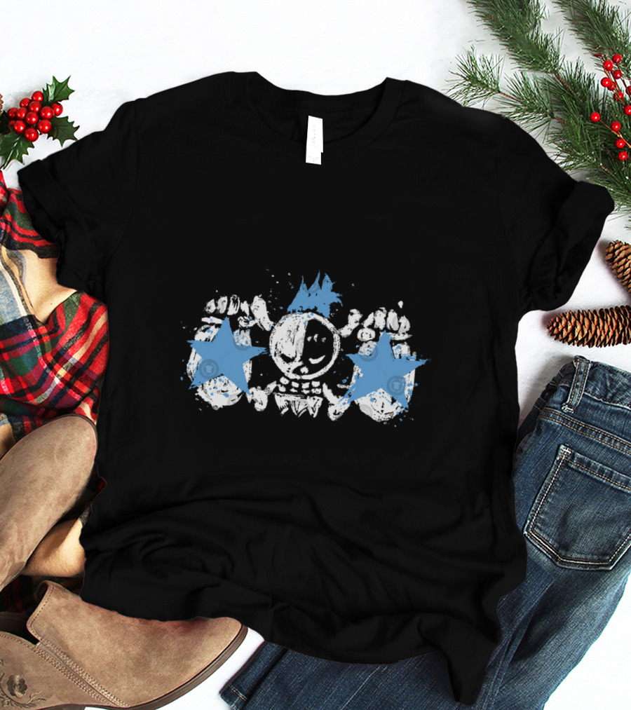 Franky Jolly Roger Skull With Blue Stars And Crown T-Shirt