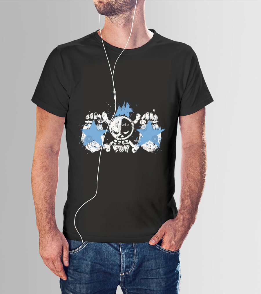 Franky Jolly Roger Skull With Blue Stars And Crown T-Shirt