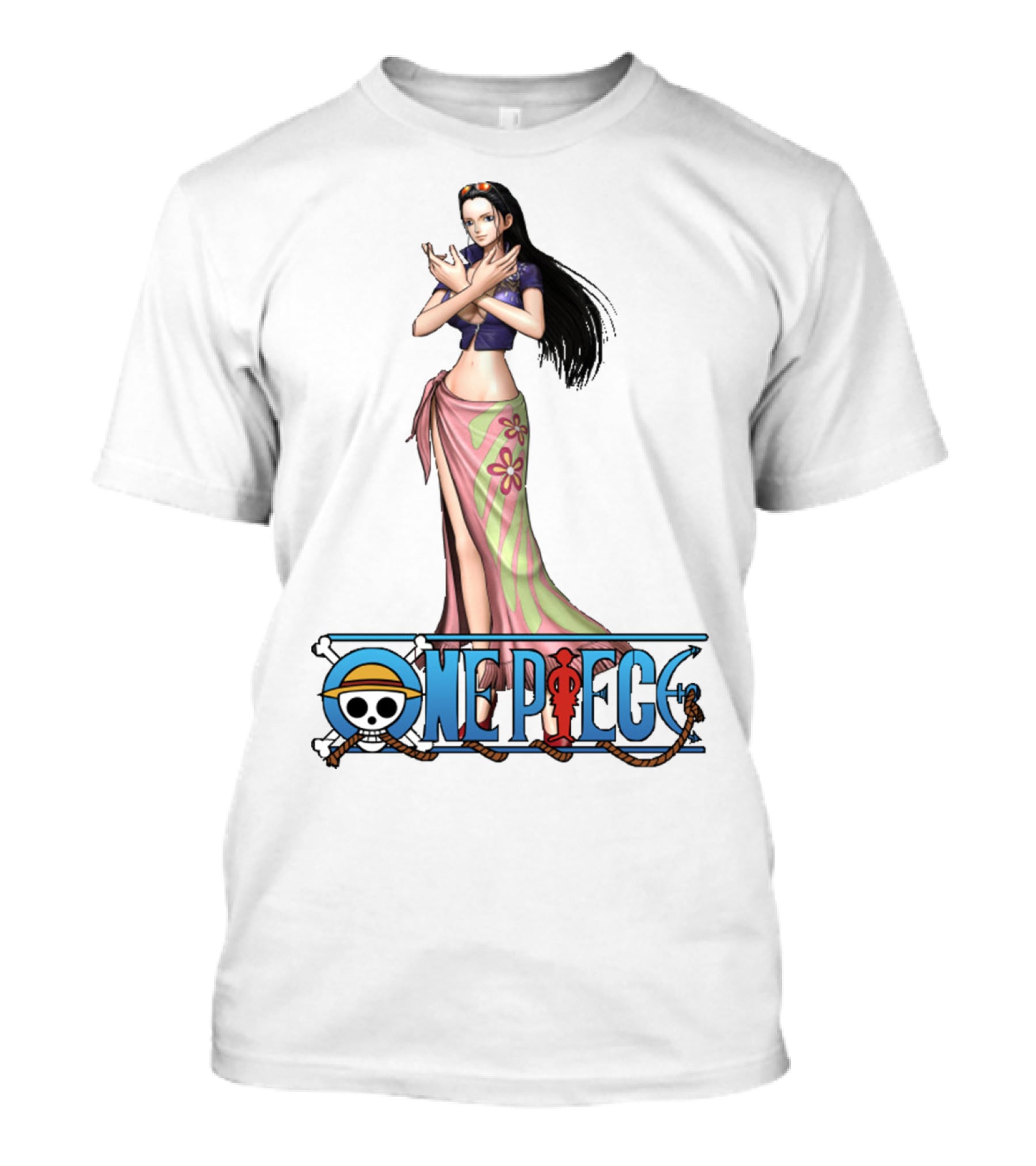 One Piece Nico Robin Anime Character With Straw Hat Pirate T-Shirt