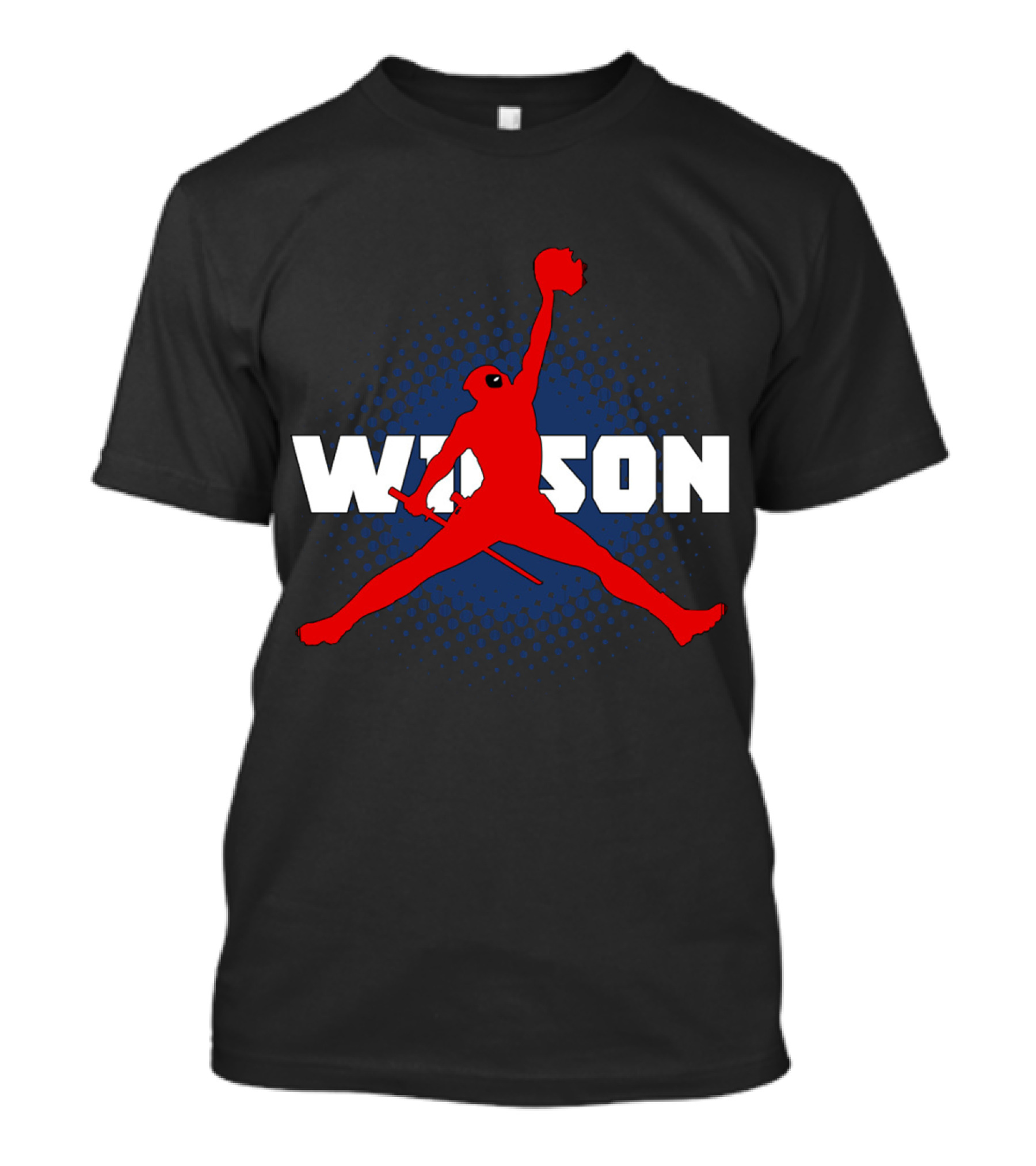 Wilson Jump Character Icon In Red With Blue Dot Background T-Shirt