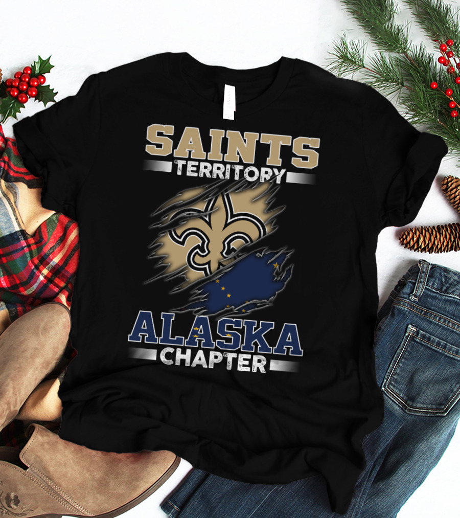 Saints Territory Alaska Chapter Fleur-De-Lis And Alaska Flag T-Shirt