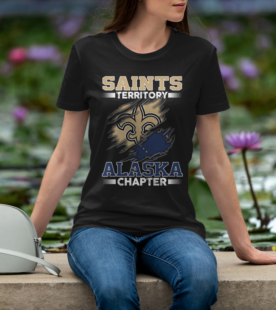 Saints Territory Alaska Chapter Fleur-De-Lis And Alaska Flag T-Shirt