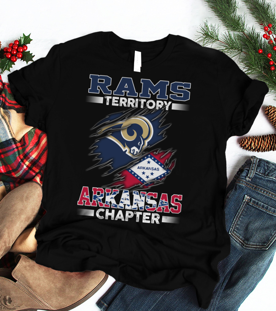 Rams Territory Arkansas Chapter With State Flag And Iconic Sports T-Shirt
