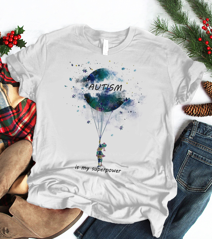 Autism Puzzle Balloon Child Is My Superpower T-Shirt