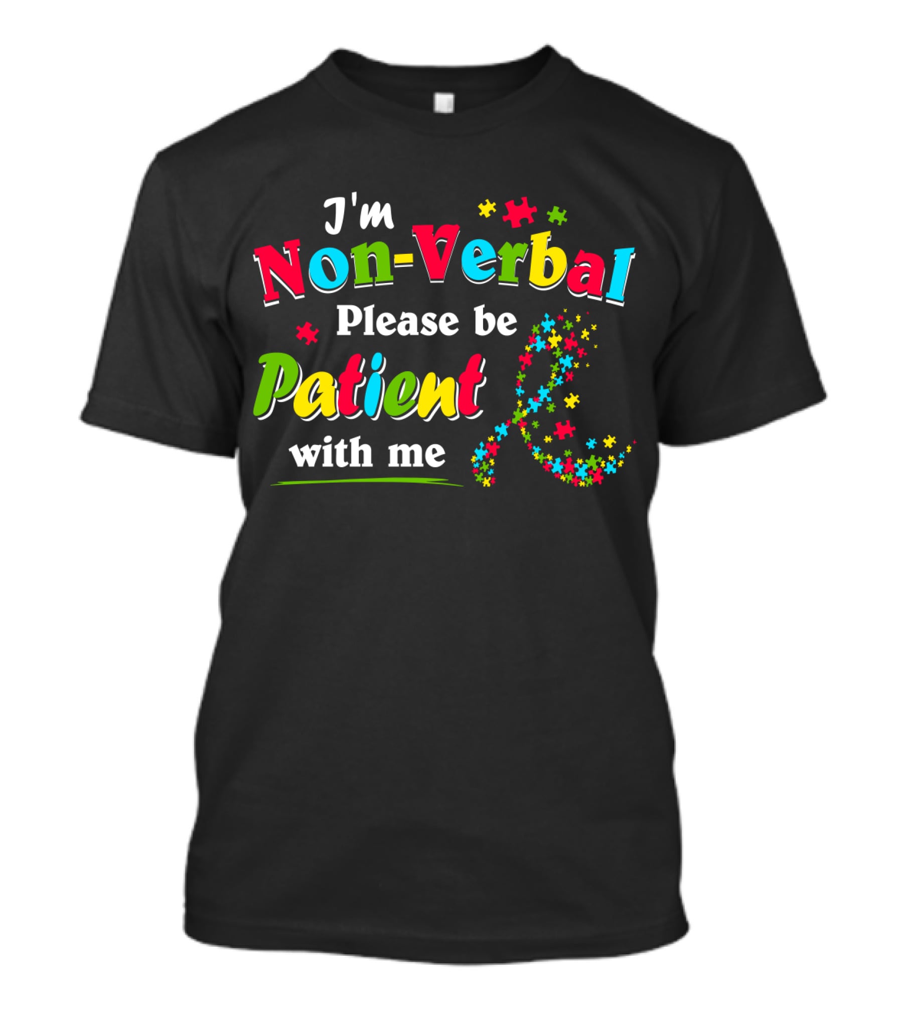I'm Non-Verbal Please Be Patient With Me Puzzle Pieces T-Shirt