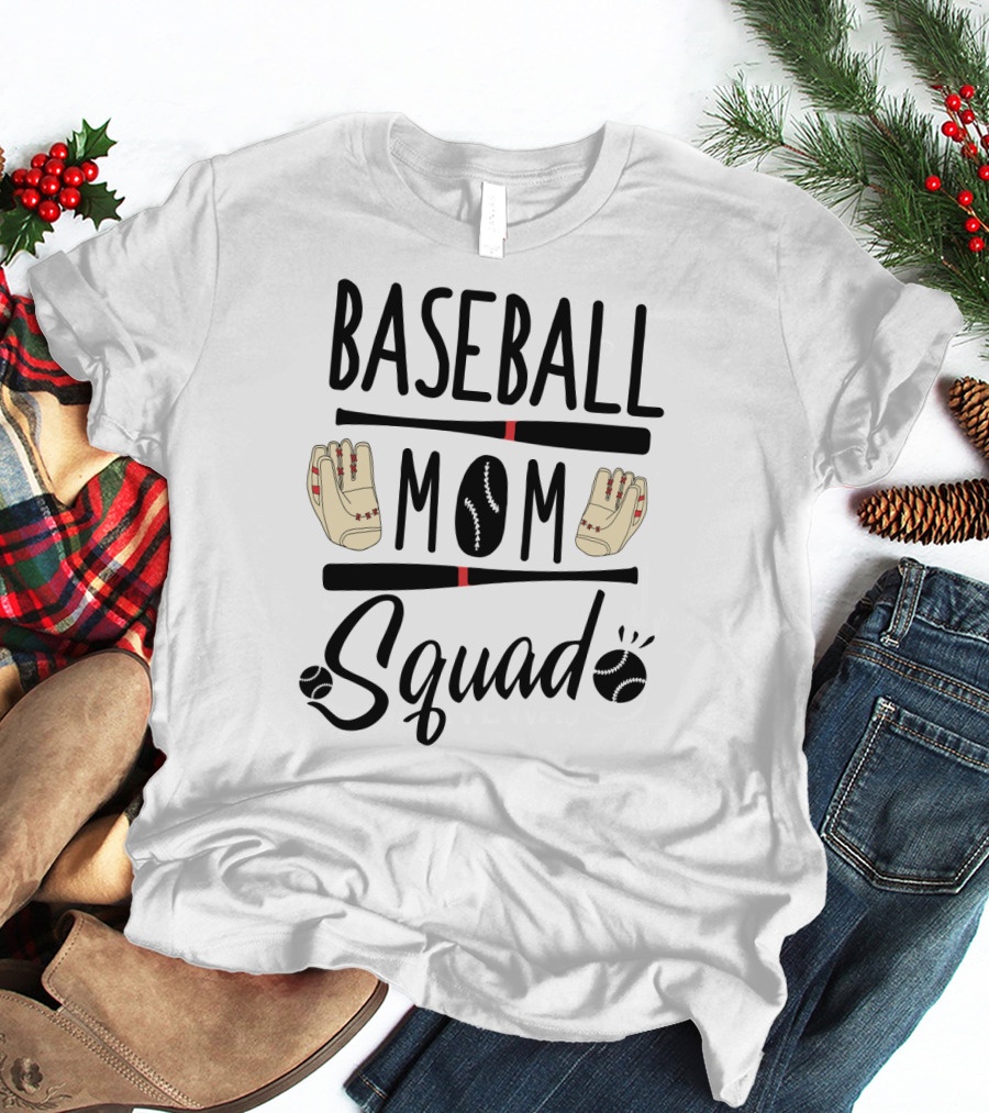 Baseball Mom Squad With Gloves And Bats T-Shirt