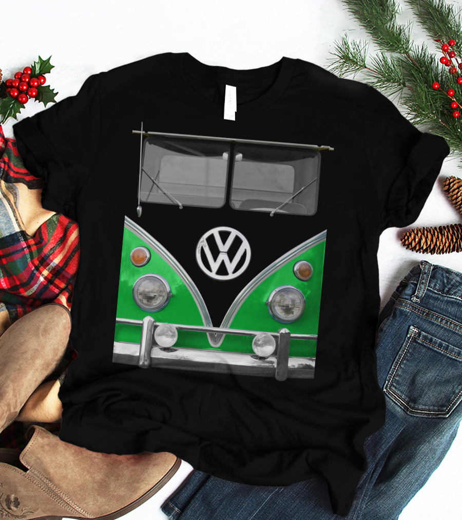 Volkswagen Bus Front Green Black T-Shirt