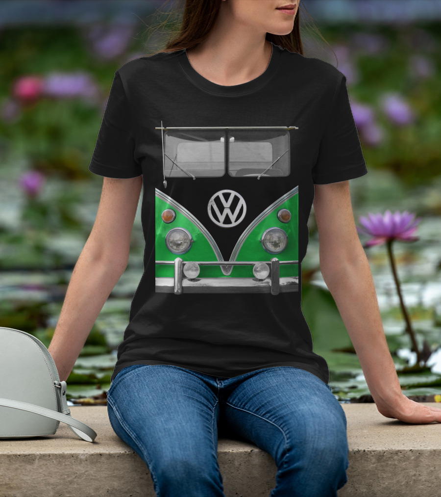 Volkswagen Bus Front Green Black T-Shirt