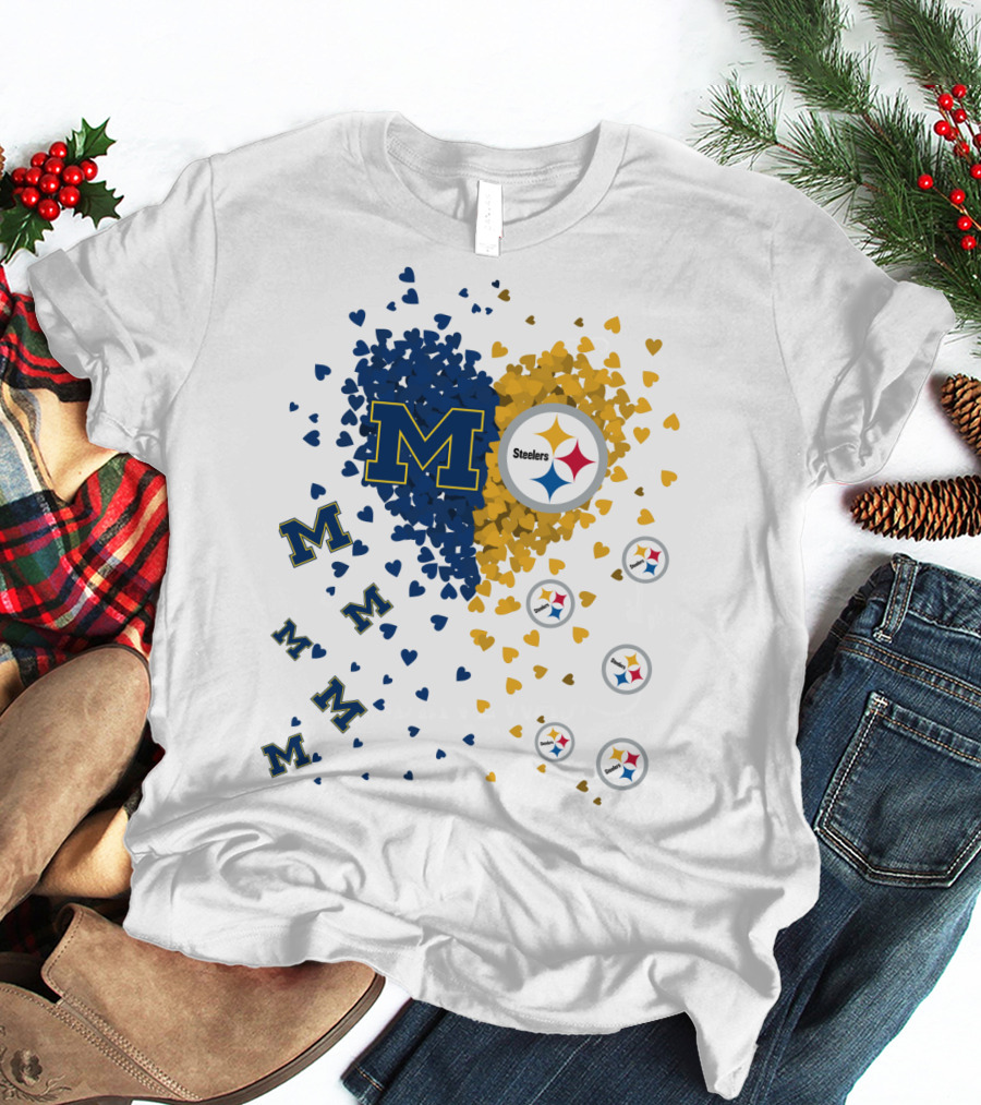 M Hearts Pittsburgh Steelers Wolverines T-Shirt