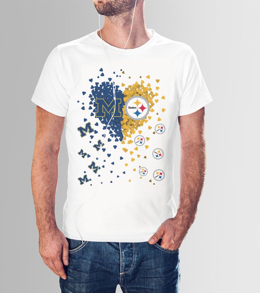 M Hearts Pittsburgh Steelers Wolverines T-Shirt