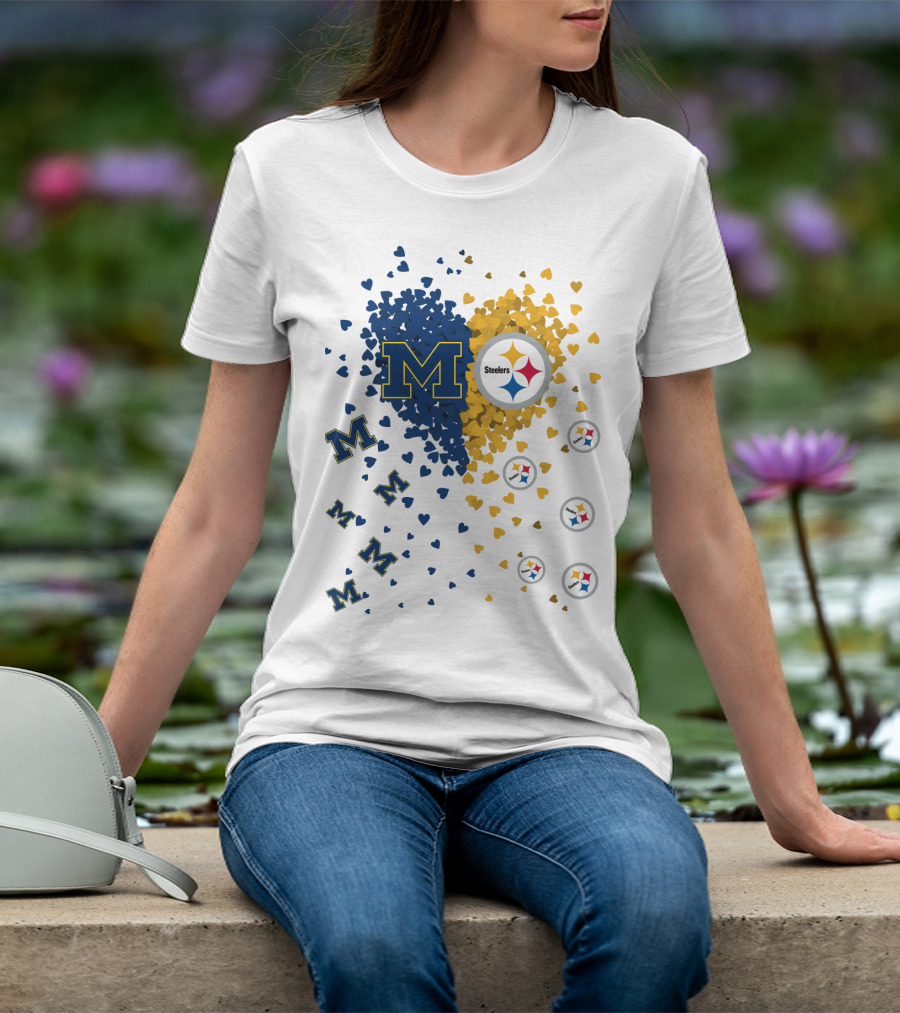 M Hearts Pittsburgh Steelers Wolverines T-Shirt