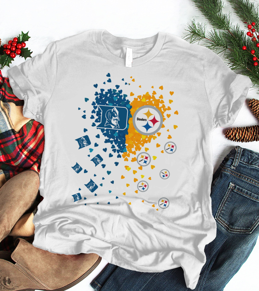 Heart Duke Blue Devils Pittsburgh Steelers Fan Allegiance T-Shirt