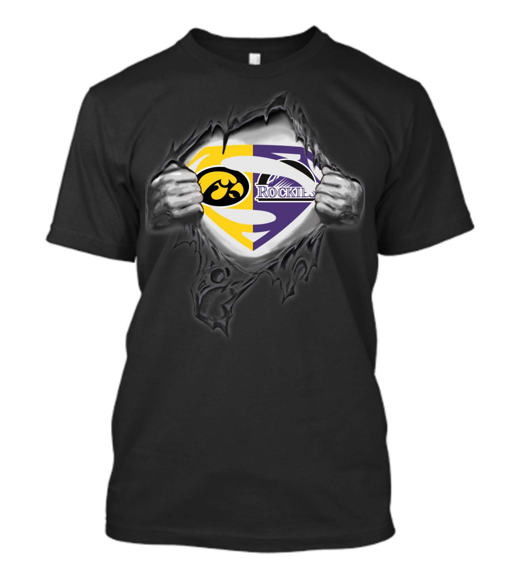 Hawkeyes Colorado Rockies Superman Logo Fusion T-Shirt