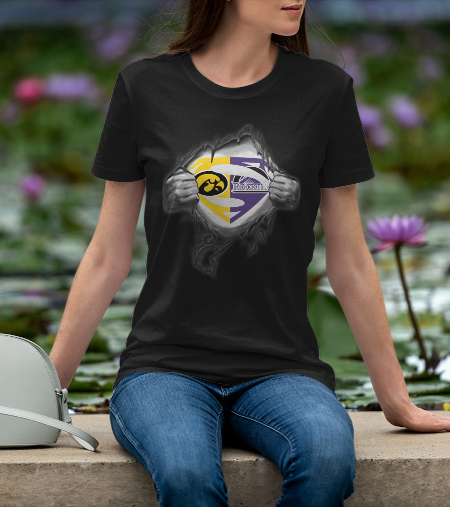 Hawkeyes Colorado Rockies Superman Logo Fusion T-Shirt