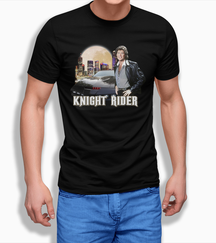 Knight Rider PNR05 Classic Retro TV Show Moonlit Cityscape T-Shirt