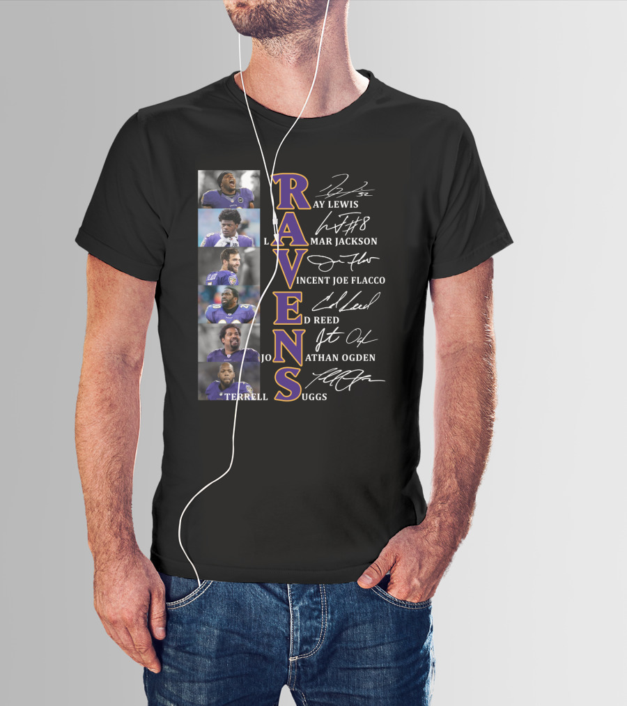 Ravens Ray Lewis Lamar Jackson Joe Flacco Ed Reed Jonathan Ogden Terrell Suggs T-Shirt