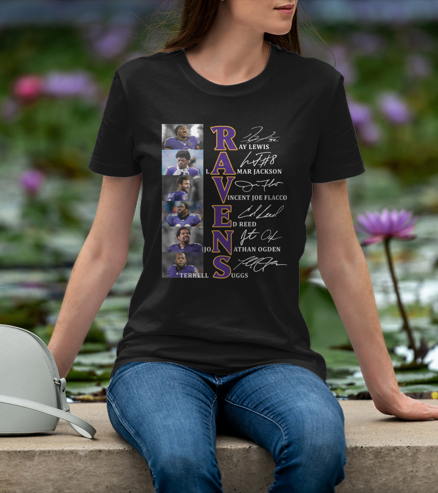 Ravens Ray Lewis Lamar Jackson Joe Flacco Ed Reed Jonathan Ogden Terrell Suggs T-Shirt