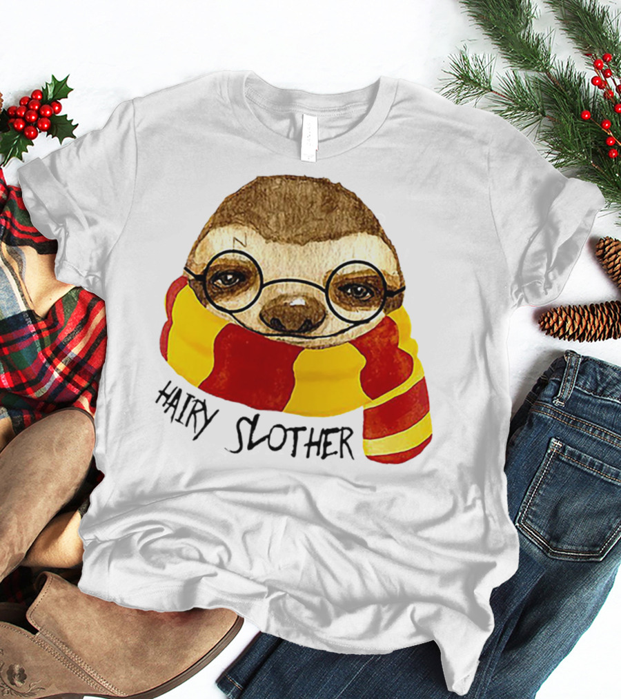 Hairy Slother Sloth Lovers Wizard Scarf Glasses Magic T-Shirt