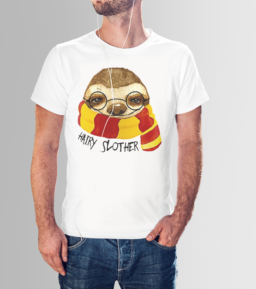 Hairy Slother Sloth Lovers Wizard Scarf Glasses Magic T-Shirt