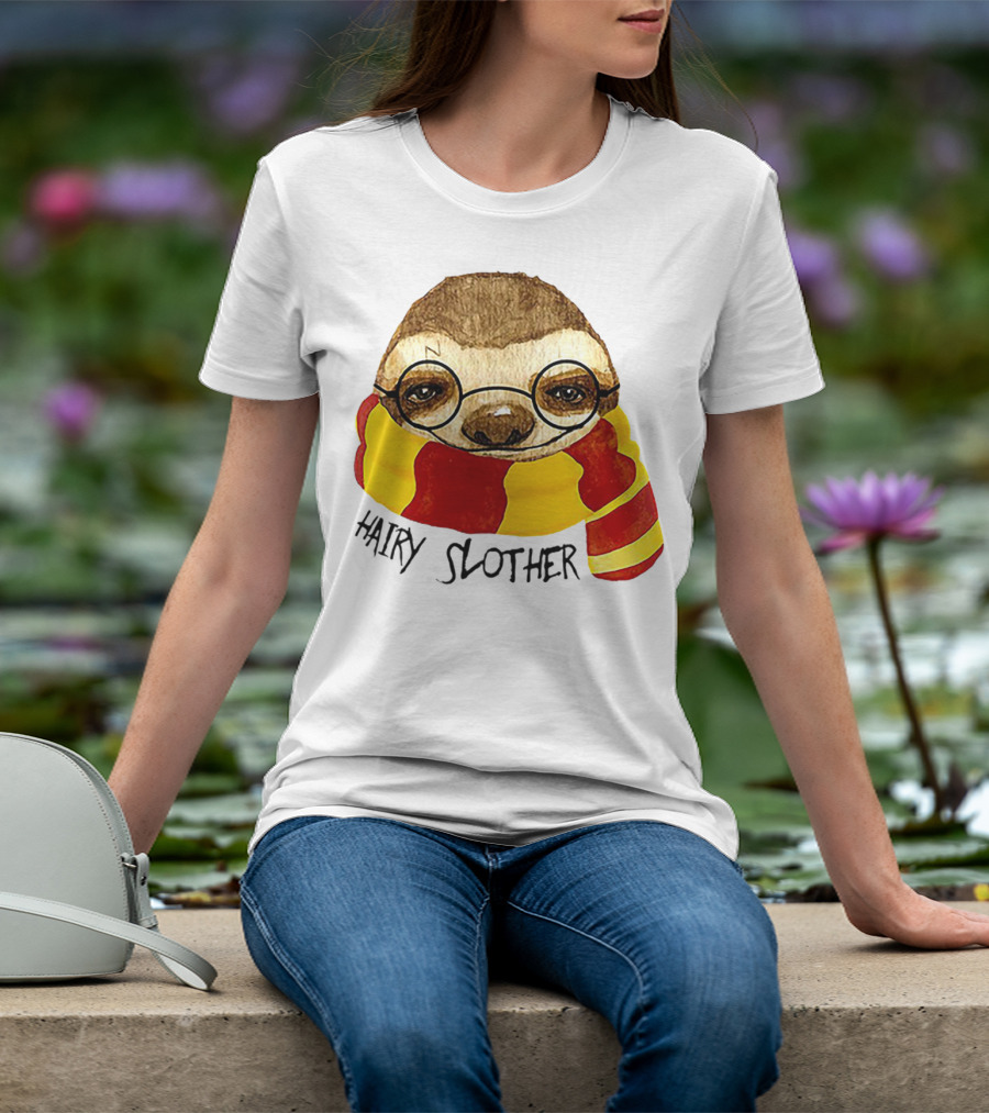 Hairy Slother Sloth Lovers Wizard Scarf Glasses Magic T-Shirt
