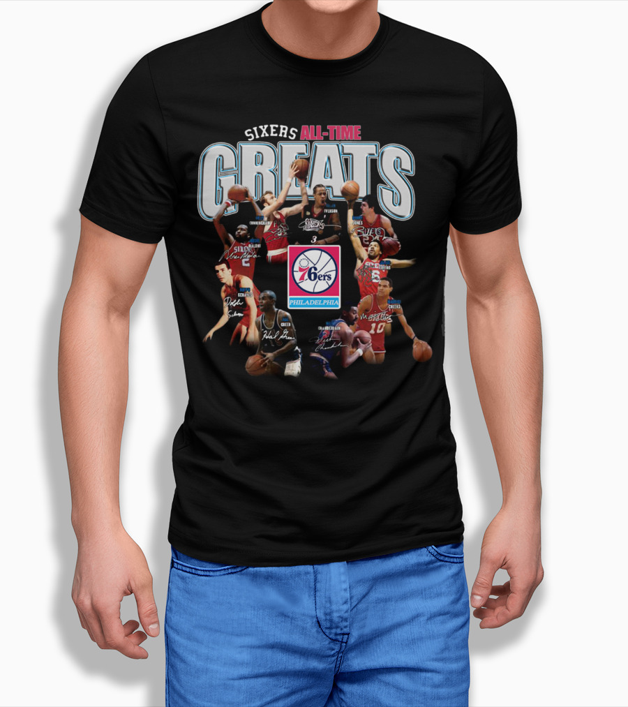 Sixers All-Time Greats Philadelphia 76ers Players Signatures T-Shirt